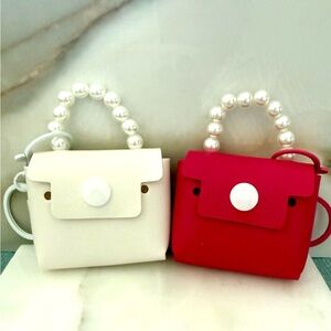 Pearl-Handle Pink Mini Bag Key & Card Holder
